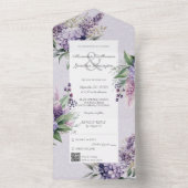 Lilacs & Heather op Lavendel met QR Code All In One Uitnodiging (Binnen)