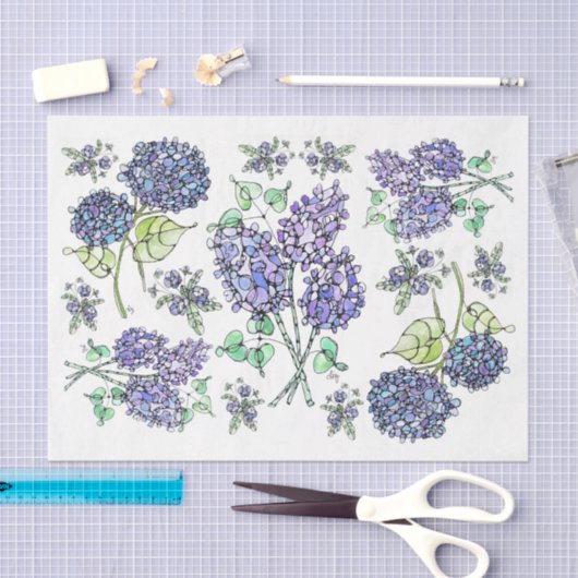 Lilacs & Hydrangeas - Decoupage Tissue Paper Tissuepapier (Craft)