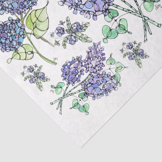 Lilacs & Hydrangeas - Decoupage Tissue Paper Tissuepapier (Detail)