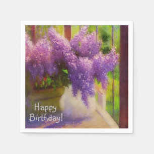 Lilacs in a Vase Birthday Servet