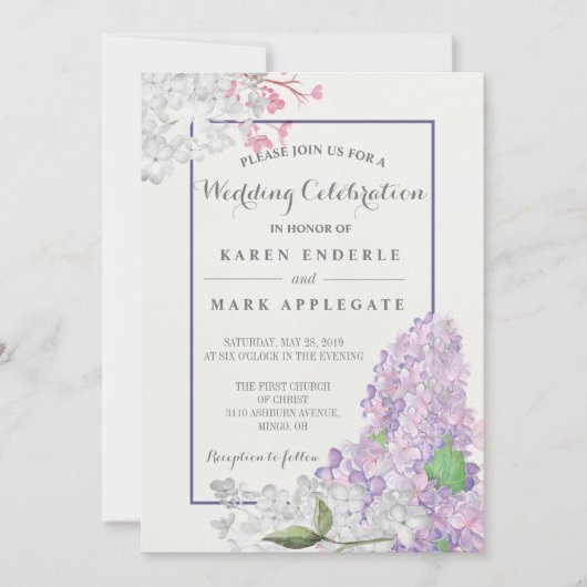 Lilacs in Bloom Spring Wedding Kaart (Voorkant)