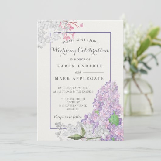 Lilacs in Bloom Spring Wedding Kaart (Staand voorkant)