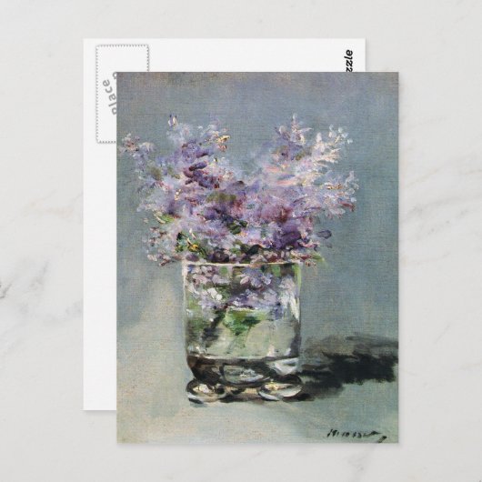 Lilacs in een glas van Edouard Manet Briefkaart (Voorkant / Achterkant)