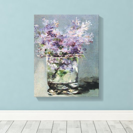 Lilacs in een glas van Edouard Manet Canvas Afdruk (Insitu (Houten vloer))