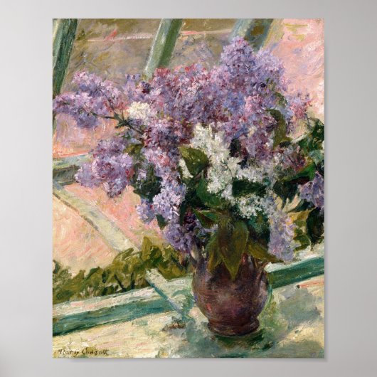 Lilacs in een raam Mary Cassatt Fine Art Poster (Voorkant)