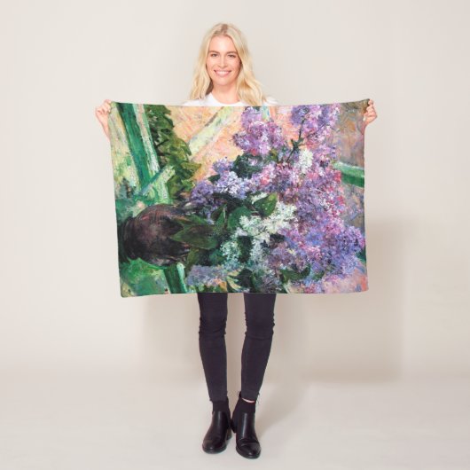 Lilacs in een raam, Mary Cassatt Fleece Deken (In situ)