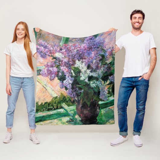 Lilacs in een raam, Mary Cassatt Fleece Deken (In situ)