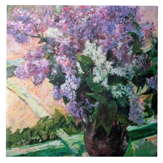 Lilacs in een raam, Mary Cassatt Tegeltje (Voorkant)