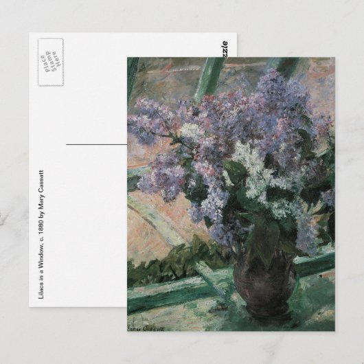 Lilacs in een raam van Mary Cassatt,  Kunst Briefkaart (Voorkant / Achterkant)