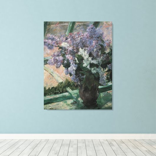 Lilacs in een raam van Mary Cassatt,  Kunst Canvas Afdruk (Insitu (Houten vloer))