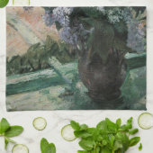 Lilacs in een raam van Mary Cassatt,  Kunst Theedoek (Gevouwen)