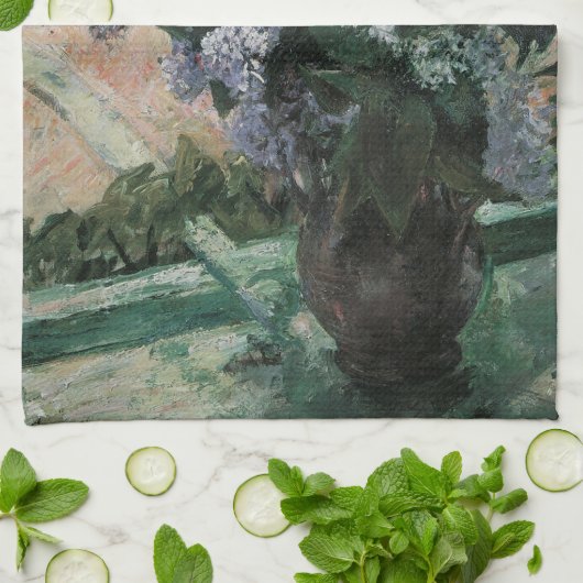 Lilacs in een raam van Mary Cassatt,  Kunst Theedoek (Gevouwen)