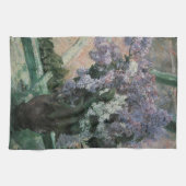 Lilacs in een raam van Mary Cassatt,  Kunst Theedoek (Horizontaal)