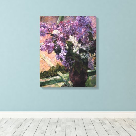 Lilacs in een venster | Mary Cassatt Canvas Afdruk (Insitu (Houten vloer))