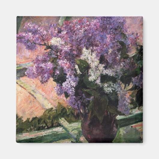 Lilacs in een venster | Mary Cassatt Magneet (Voorkant)