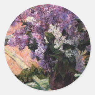 Lilacs in een venster   Mary Cassatt Ronde Sticker