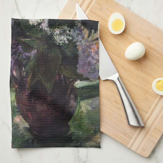 Lilacs in een venster | Mary Cassatt Theedoek (Quarter Fold)