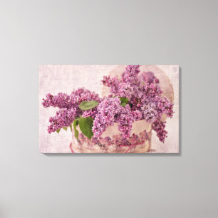 Lilacs in een Victoriaans Pet doos Canvas Afdruk