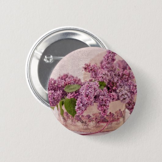Lilacs in een Victoriaans Pet doos Ronde Button 5,7 Cm (Voorkant /achterkant)