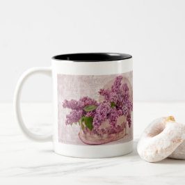 Lilacs in een Victoriaans Pet doos Tweekleurige Koffiemok