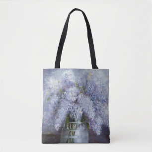 "Lilacs in Glass Jar" lavender garden canvas tas