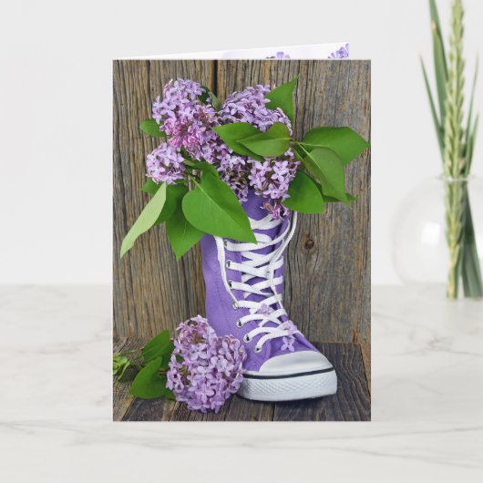 Lilacs in Paarse Sneaker Friendship Kaart (Voorkant)