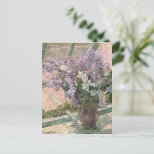 Lilacs in Window van Mary Cassatt American Painter Briefkaart (Staand voorkant)