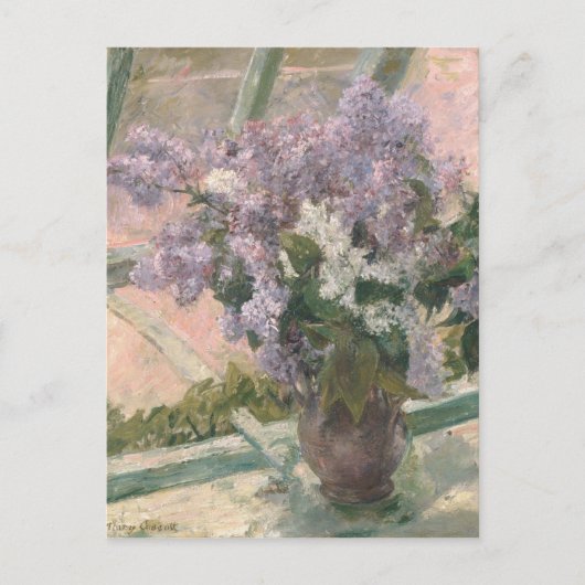 Lilacs in Window van Mary Cassatt American Painter Briefkaart (Voorkant)