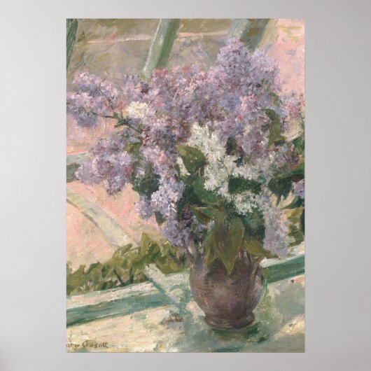 Lilacs in Window van Mary Cassatt American Painter Poster (Voorkant)
