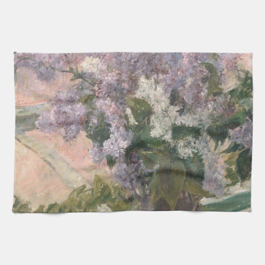 Lilacs in Window van Mary Cassatt American Painter Theedoek (Horizontaal)