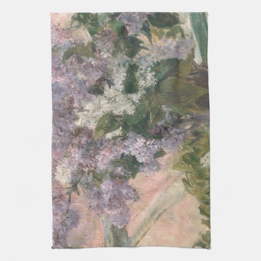 Lilacs in Window van Mary Cassatt American Painter Theedoek (Verticaal)