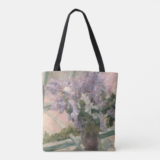 Lilacs in Window van Mary Cassatt American Painter Tote Bag (Achterkant)