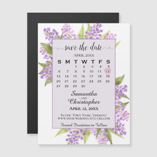 Lilacs & Kalender Lavendel Bruiloft Save the Date Magnetische Uitnodiging