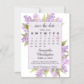 Lilacs & Kalender Lavendel Bruiloft Save the Date Magnetische Uitnodiging (Voorkant)