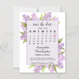 Lilacs & Kalender Lavendel Bruiloft Save the Date Magnetische Uitnodiging