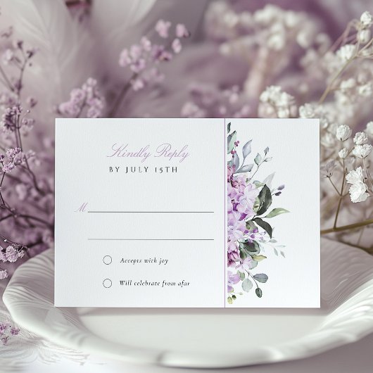 Lilacs Lavendel Bliss Bruiloft RSVP Kaart