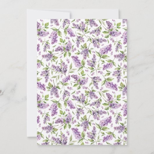 Lilacs & Lente Bloemen Bruidsdouche Uitnodiging (Achterkant)