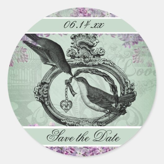  Lilacs Locket Bewaar de Datum Ronde Stickers (Voorkant)