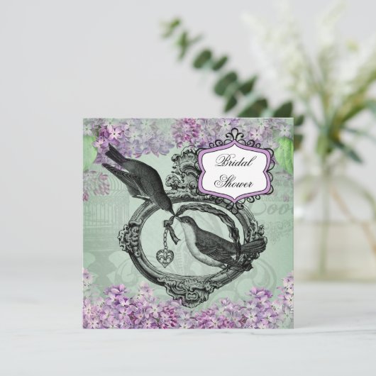  Lilacs Locket Bridal Shower Kaart (Staand voorkant)