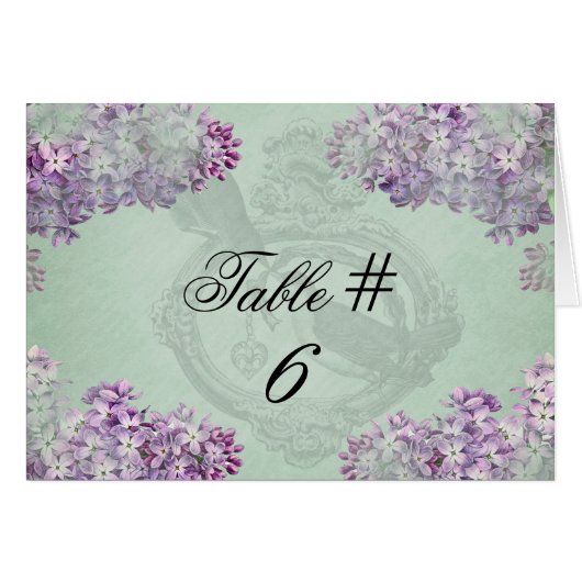 Lilacs Locket Gepersonaliseerd Tabelnummerkaarten (Voorkant Horizontaal)