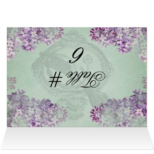 Lilacs Locket Gepersonaliseerd Tabelnummerkaarten (Binnen Horizontaal (Boven))