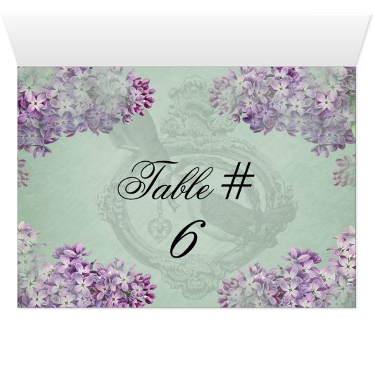 Lilacs Locket Gepersonaliseerd Tabelnummerkaarten (Binnen Horizontaal (Onder))