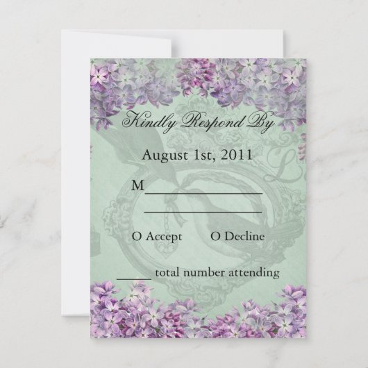  Lilacs Locket Wedding RSVP-kaart RSVP Kaartje (Achterkant)