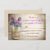 Lilacs Mason Jar Vintage Wedding RSVP's RSVP Kaartje (Voorkant / Achterkant)