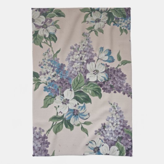 Lilacs on Wallpaper Theedoek (Verticaal)