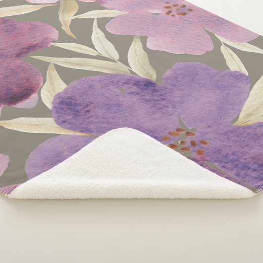 Lilacs on watercolor green background sherpa deken (3/4)