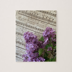 Lilacs op muziek van oude vellen legpuzzel