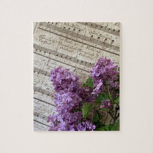 Lilacs op muziek van oude vellen legpuzzel (Verticaal)