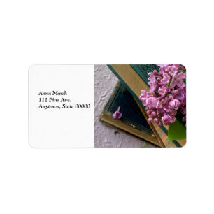 Lilacs op oude boeken etiket