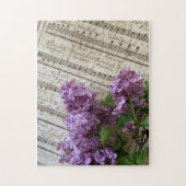 Lilacs op oude muziek legpuzzel (Verticaal)